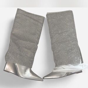Steve Madden Shimmering Silver Heeled Boots